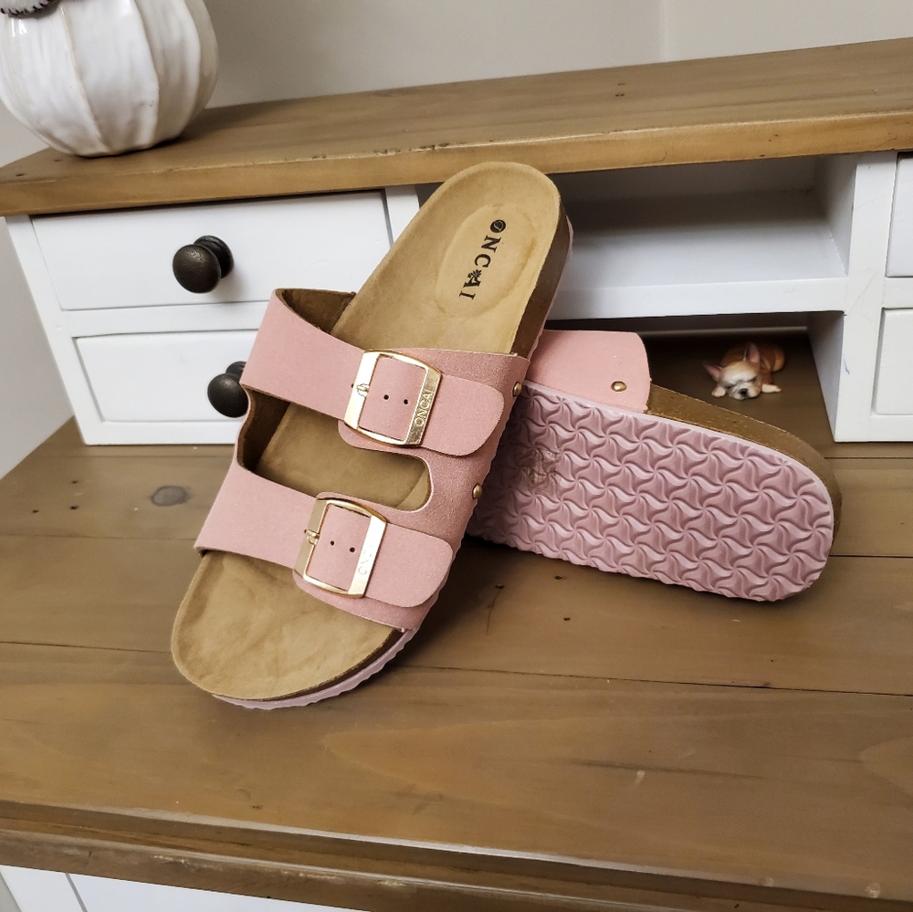 Womens Flat Slide Sandals, pink